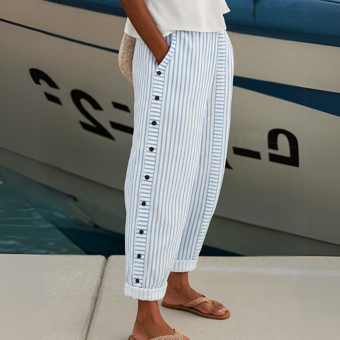 Mila | Stylish Striped Button Pants
