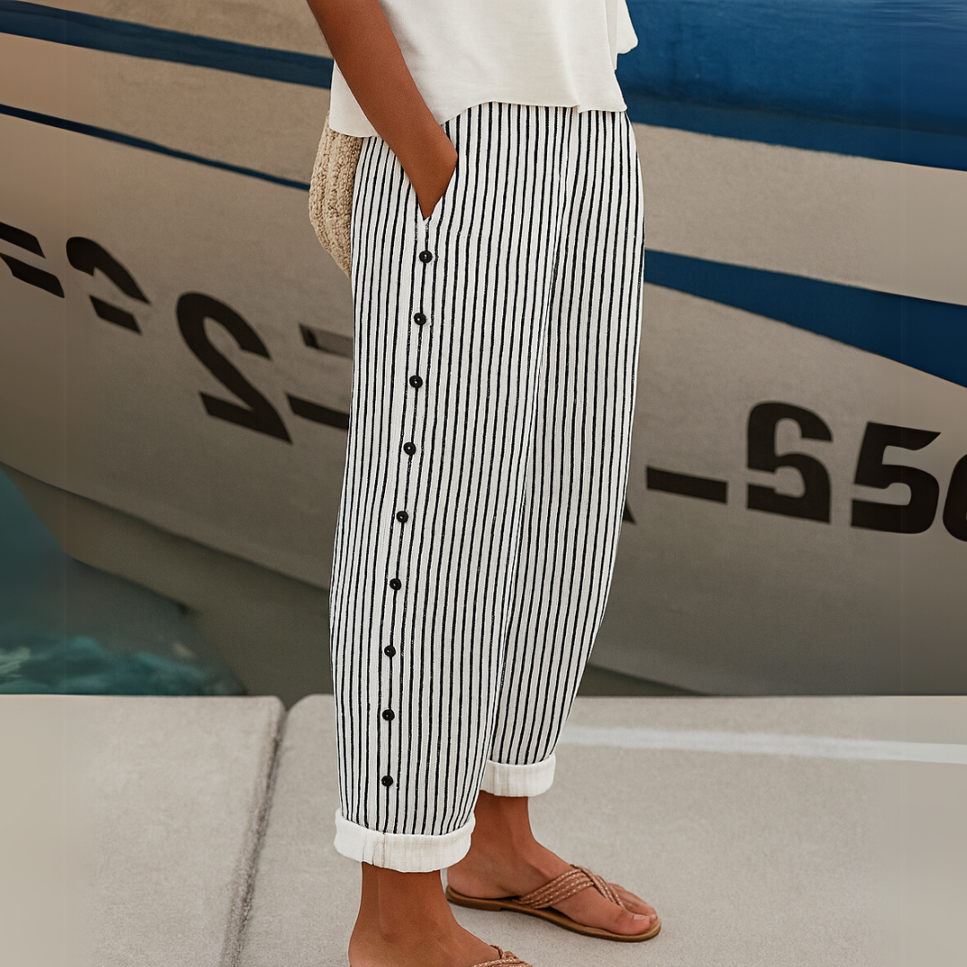 Mila | Stylish Striped Button Pants
