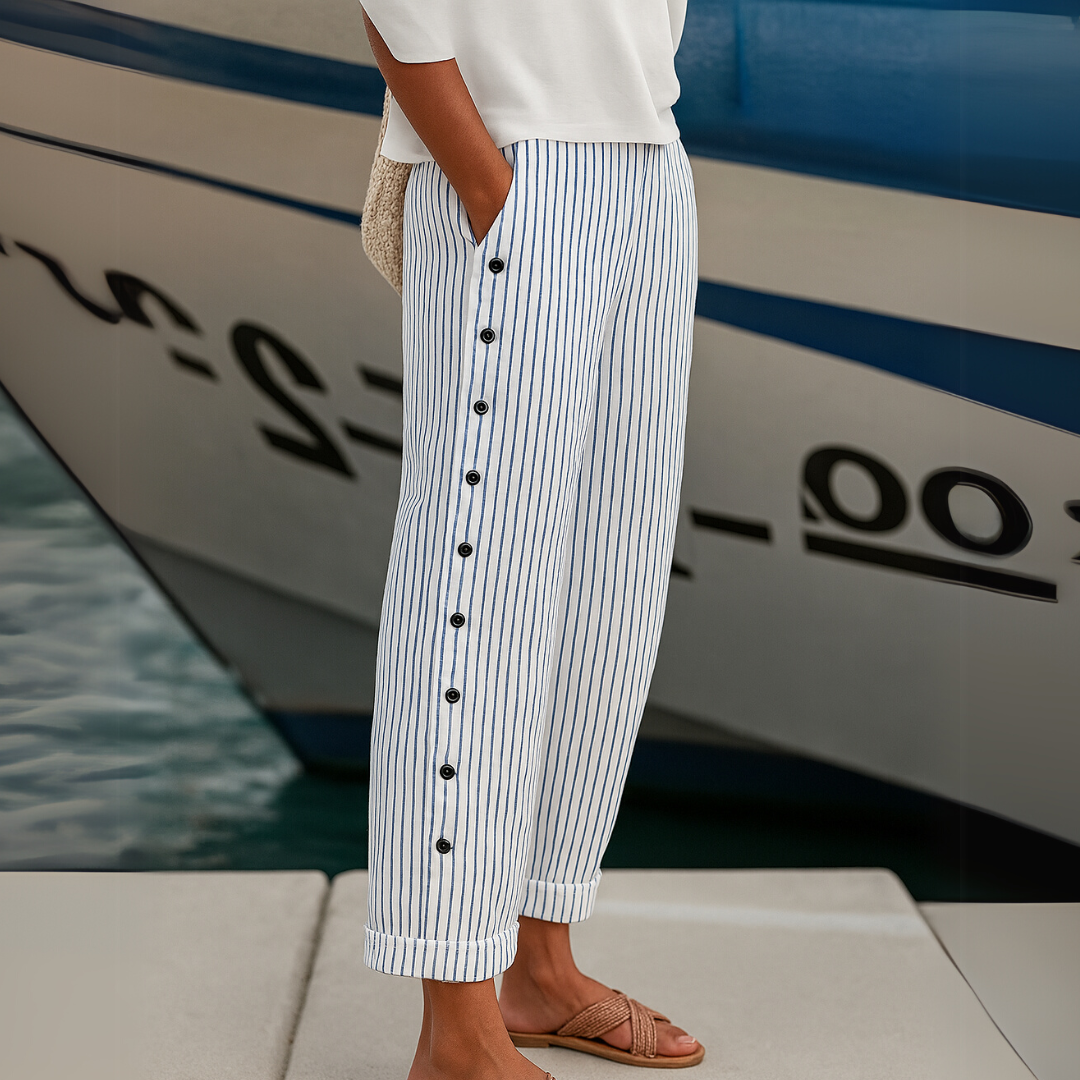 Mila | Stylish Striped Button Pants