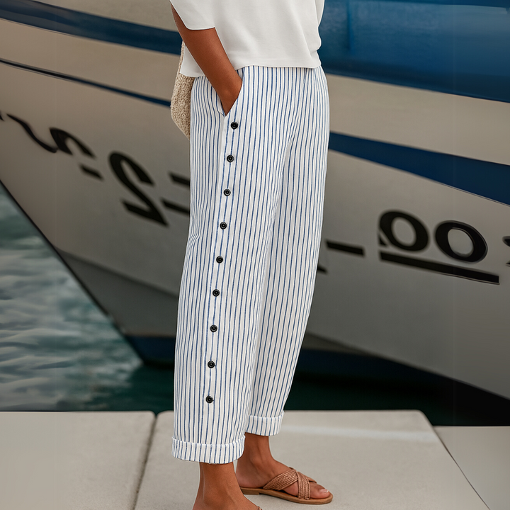 Mila | Stylish Striped Button Pants