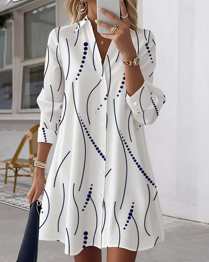 Claudine™ | Elegant Flowing Shirt Dress