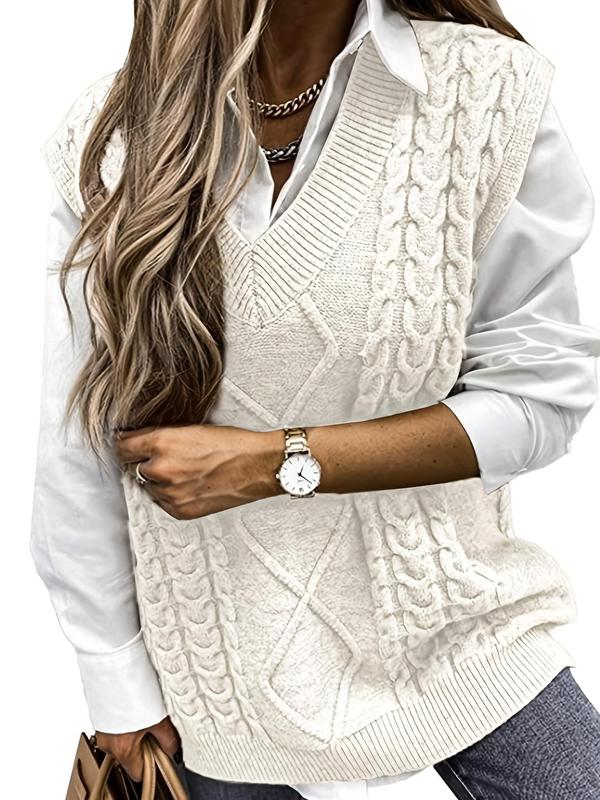 HANNAH™ - Preppy Textured V Neck Knit Vest for Fall &amp; Winter Layering
