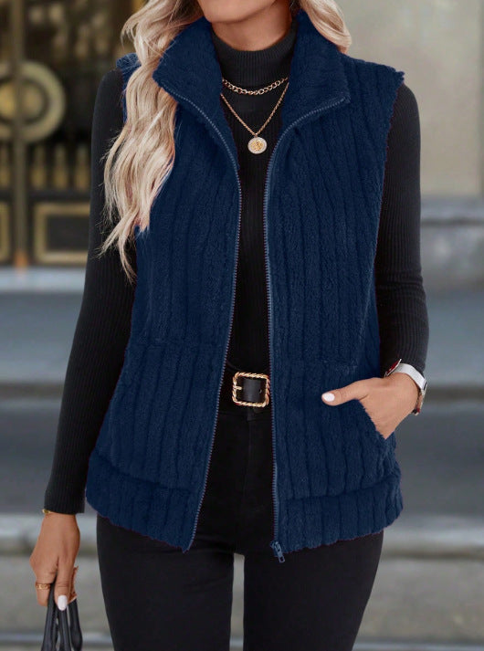 GRACE™ - Warm Ribbed Fleece Vest with Zipper Pocket for Fall &amp; Winter